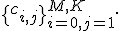 \{c_{i,j}\}_{i=0,j=1}^{M,K}.