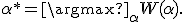 \alpha^* = \argmax_\alpha W(\alpha).