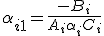 \alpha_{i+1} = {-B_i \over A_i\alpha_i + C_i}\