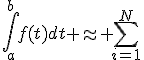 \int_a^bf(t)dt \approx \sum_{i=1}^N\;\int_{t_{i-1}}^{t_i}\varphi_i(t)dt,