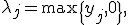 \lambda_j = \max\{y_j, 0\}, \; y_j \sim \textit{N}(\mu_{\lambda}, \sigma_{\lambda}).