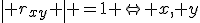 \left| r_{xy} \right| =1 \Leftrightarrow x, y