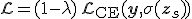 \mathcal{L} = (1 - \lambda) \, \mathcal{L}_{\text{CE}}(\mathbf{y}, \sigma(\mathbf{z}_s)) \;+\; \lambda \, T^2 \, \mathcal{L}_{\text{KD}}(\sigma_T(\mathbf{z}_t), \sigma_T(\mathbf{z}_s)),