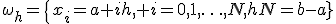 \omega_h=\{x_i=a+ih, i=0,1,\ldots,N,hN=b-a}