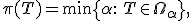 \pi(T) = \min \left\{ \alpha:\: T\in\Omega_\alpha \right\},