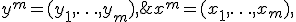 x^m = (x_1,\ldots,x_m),\; x_i \in \mathbb{R};\;\; y^m = (y_1,\ldots,y_m),\; y_i \in \mathbb{R}