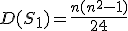 D(S_1) = \frac{n(n^2-1)}{24} 