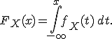 F_X(x)=\int_{-\infty}^{x}f_X(t)\,dt.