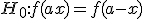 H_0: f(a + x) = f(a-x) 