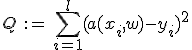 Q \, {:=} \, \sum_{i=1}^l (a(x_i, w) - y_i)^2