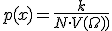 p(x) = \frac {k}{N\cdot V(\Omega))