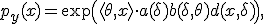 p_y(x) = \exp \left( \langle\theta,x\rangle \cdot a(\delta) + b(\delta,\theta) + d(x,\delta) \right),