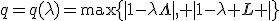 q=q(\lambda)=\max\{|1-\lambda\Lambda|, |1-\lambda L |\}