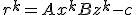 r^k = Ax^k + Bz^k - c